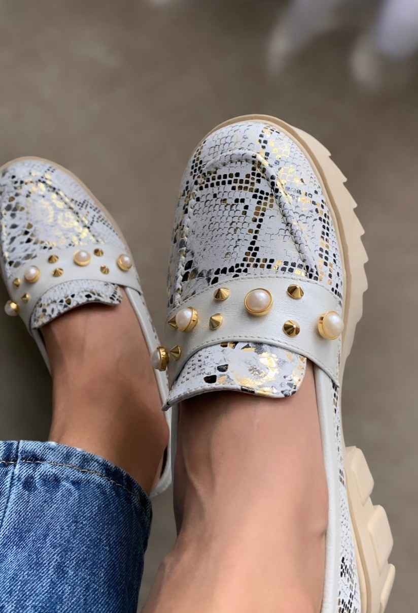 MOCASINES PERLA SNAKE DORADO - Image 2