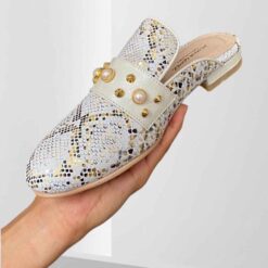 MULES PERLA SNAKE DORADO