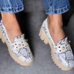 MOCASINES PERLA SNAKE DORADO