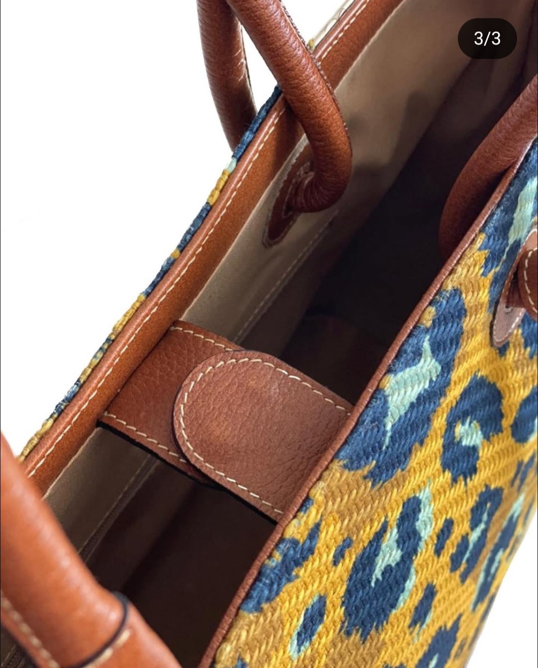 BOLSO TOTE PRINT TEXTIL Y CUERO - Image 3