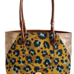 BOLSO TOTE PRINT TEXTIL Y CUERO